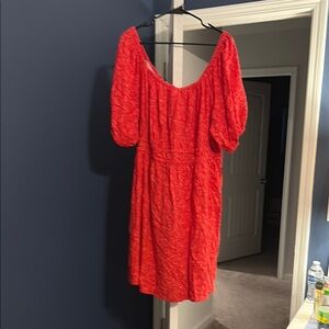 Terra & Sky Red Puff Sleeve Sundress